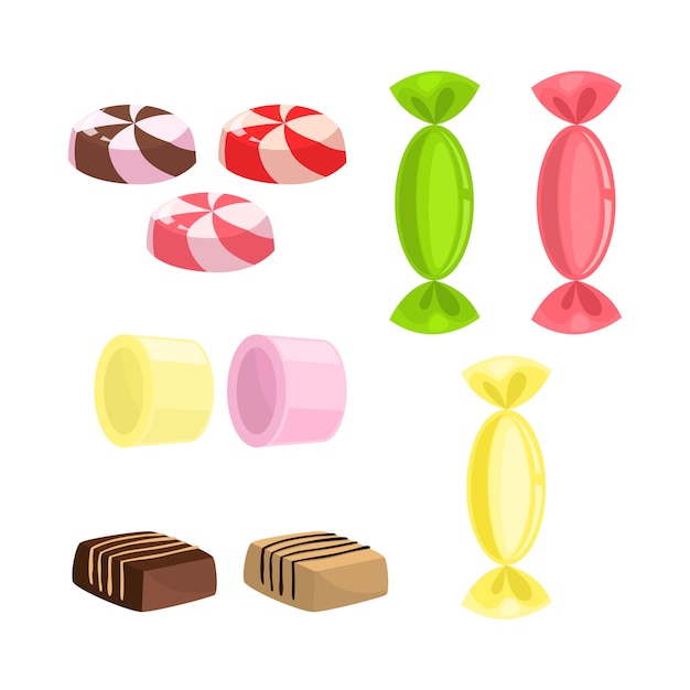 Premium Vector | Candy set. collection of sweet dessert illustration