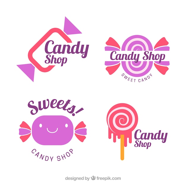 Candy shop logos collection for companies | Free Vector