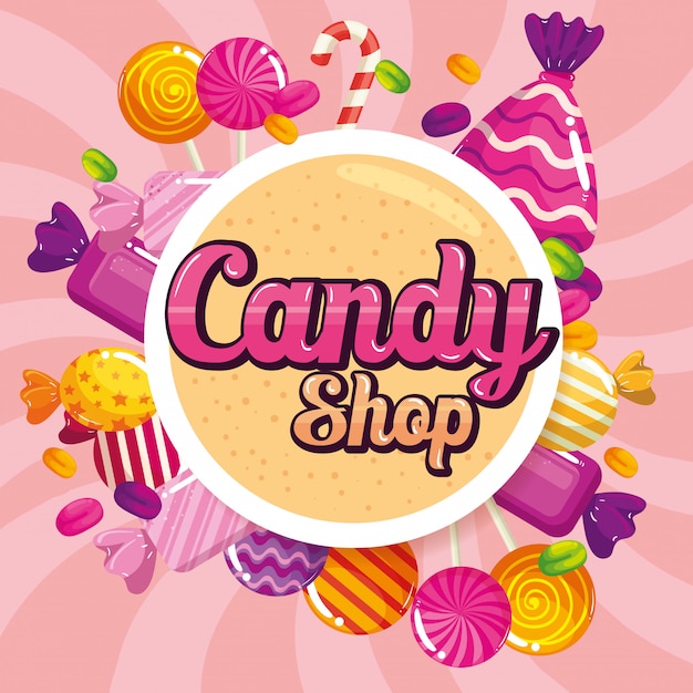 Premium Vector | Candy Shop With Caramels Banner