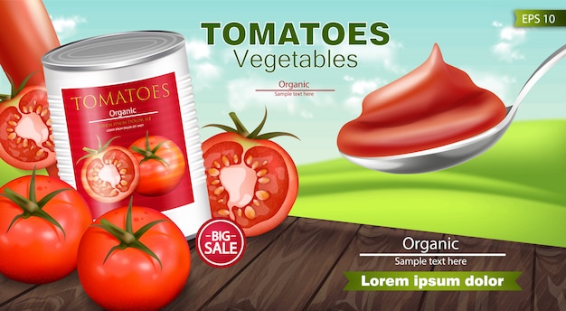 Canned Tomatoes Realistic Mockup