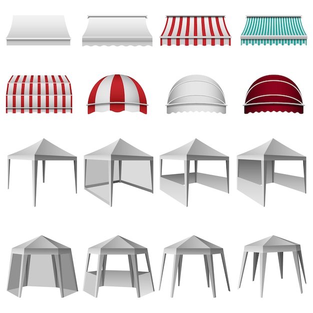 Download Premium Vector Canopy Shed Overhang Mockup Set
