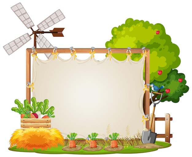 Free Vector Canvas frame template in the garden scene isolated on