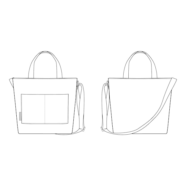 Canvas tote bag fashion flat templates Premium Vector