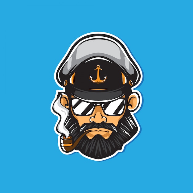 Premium Vector | Captain with pipe mascot