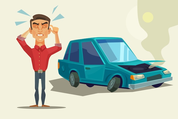 Premium Vector | Car accident. angry crying scaring victim ...