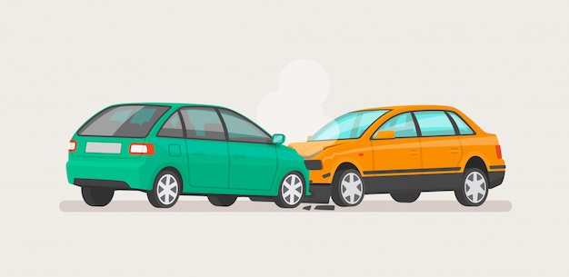 Car accident. two broken cars Vector | Premium Download