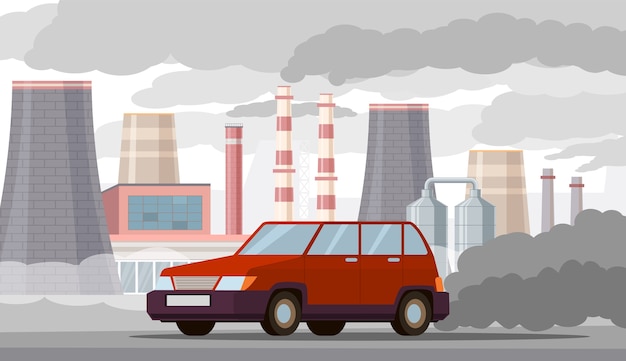 Premium Vector | Car air pollution illustration