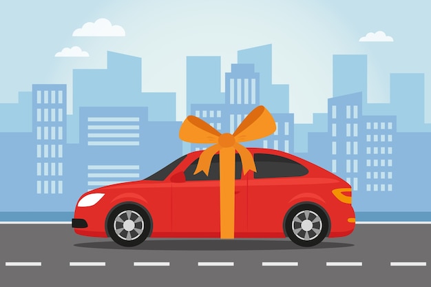 Premium Vector | Car as a gift illustration