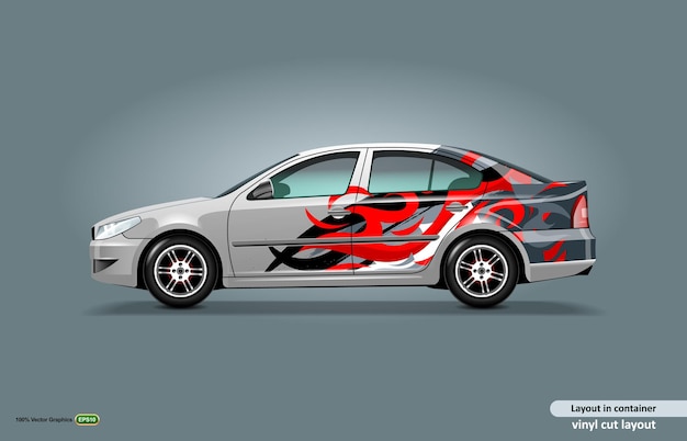 car body design black and red