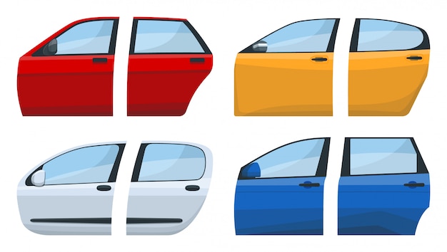 Premium Vector | Car door cartoon set icon.