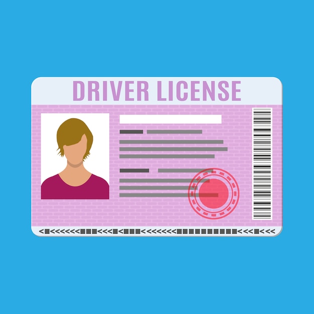Premium Vector Car driver license identification card with photo.