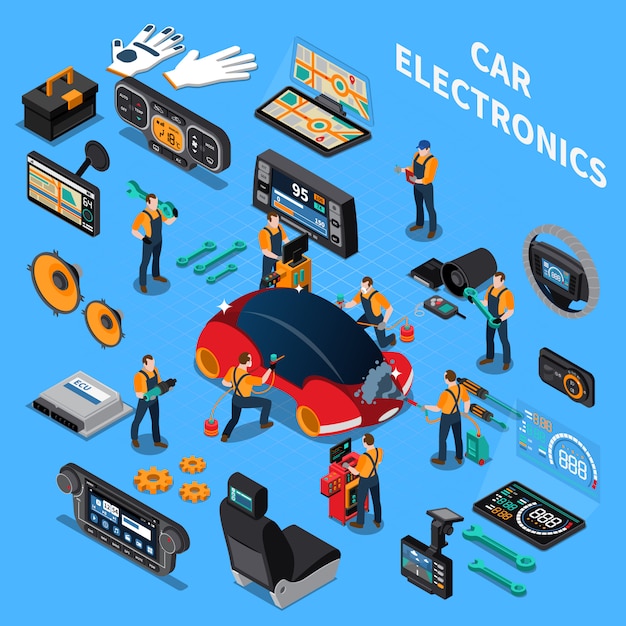 Car electronics and service concept Vector | Free Download