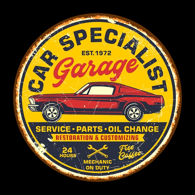 Premium Vector Car Garage Retro Vintage Sign