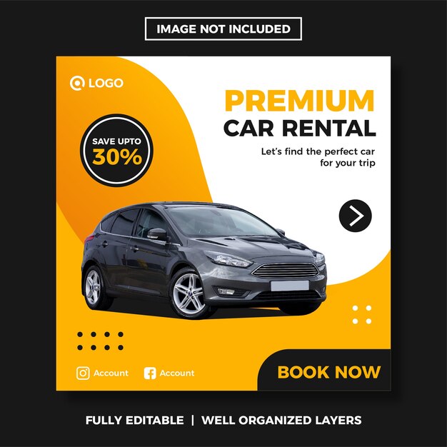 Premium Vector Car Rental Social Media Post Template 6281