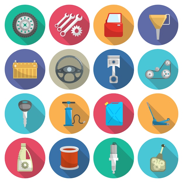 Free Vector Car Service Maintenance Flat Icon Set