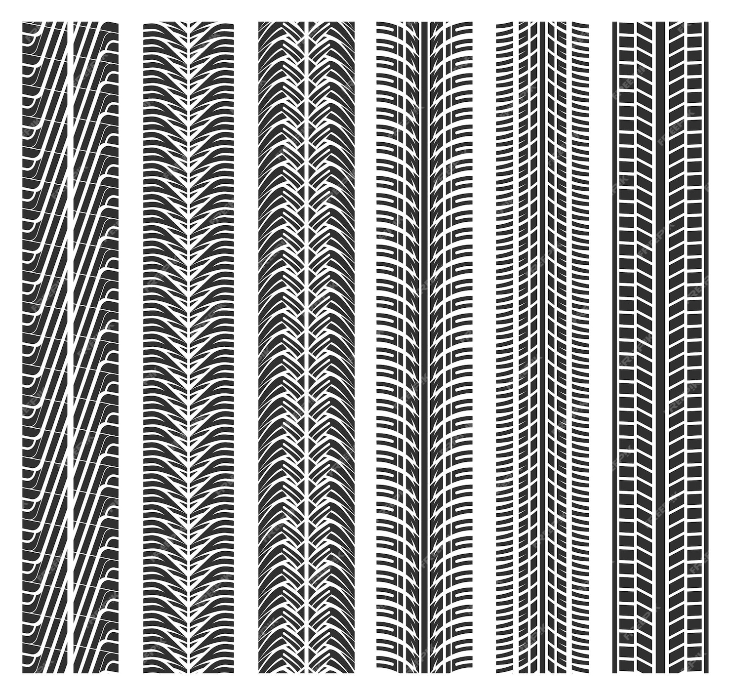 Premium Vector | Car tire patterns, tyre tread tracks and imprints.