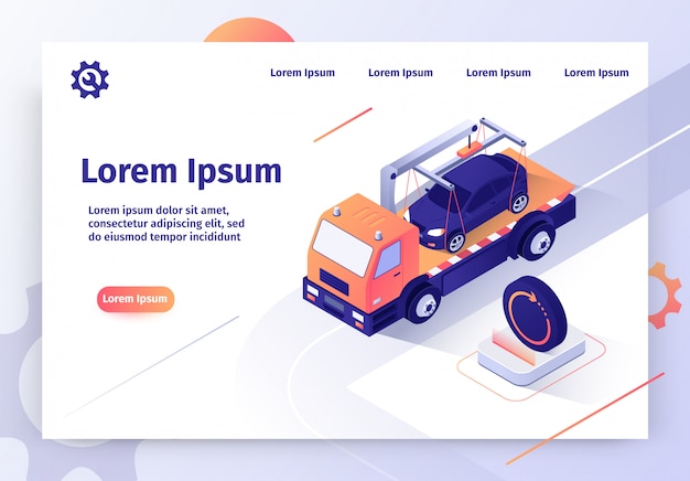 Car tow company online service vector web banner Premium Vector