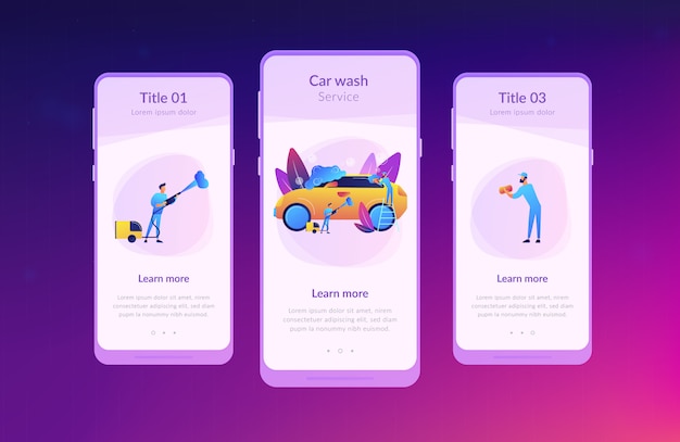 Car wash service app interface template Premium Vector