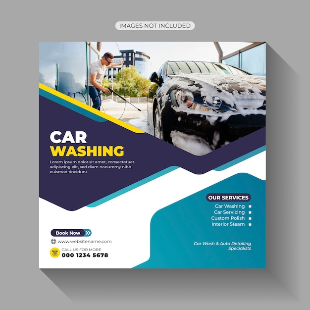 Premium Vector | Car wash social media post