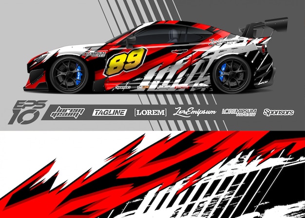 Car Wrap Decal Graphic Design Abstract Stripe Racing Premium Vector