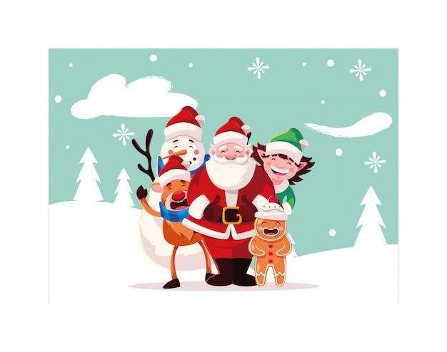 Premium Vector | Card of christmas with icons of xmas