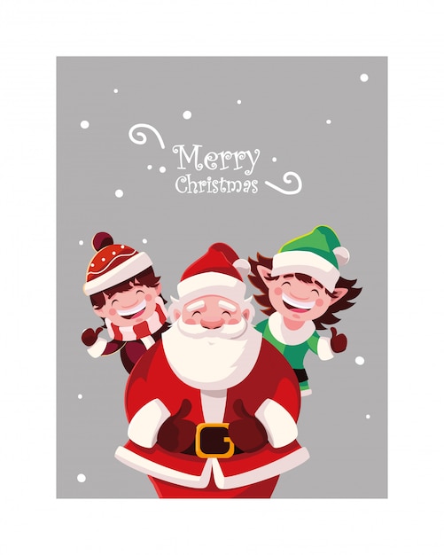 Card of christmas with merry christmas lettering Premium Vector