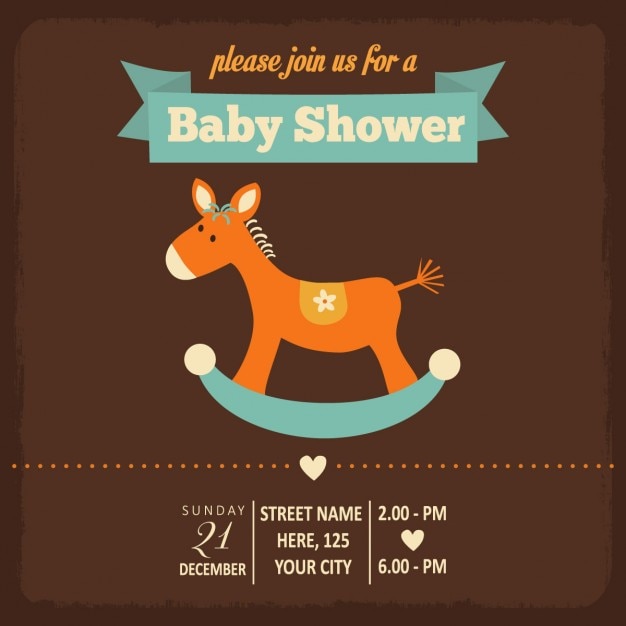 Download Card for baby shower with a cute horse Vector | Free Download