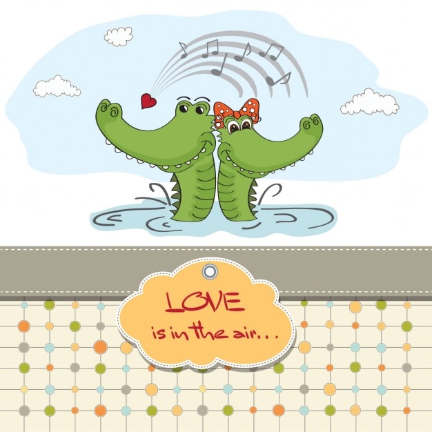 Card for valentine with two crocodiles