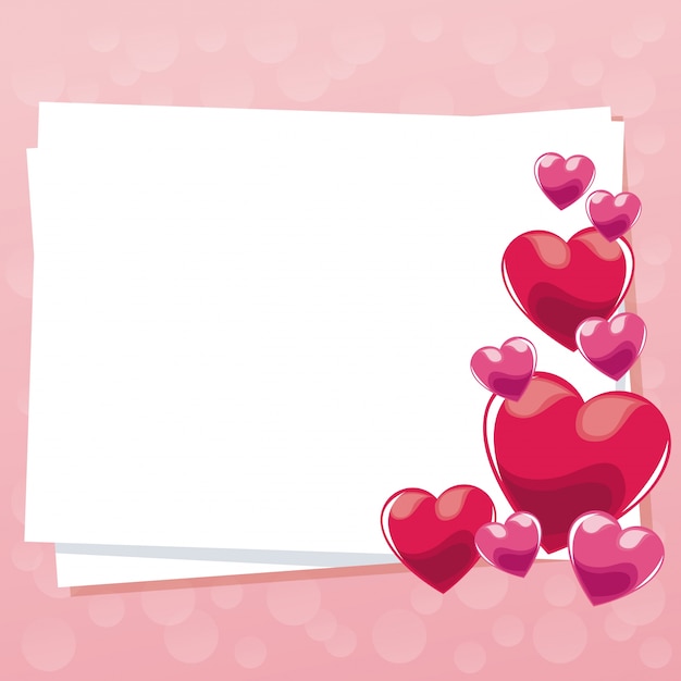 Premium Vector | Card greeting pink hearts gloss empty