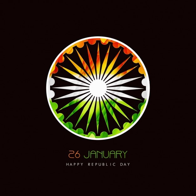 Download Card of indian republic day with ashoka chakra | Free Vector