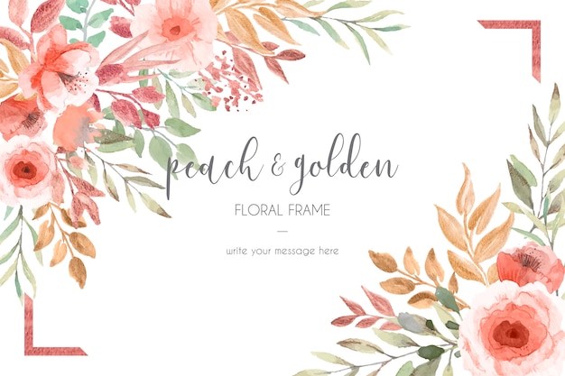 Download Free Vector | Card template with peach and golden flowers ...