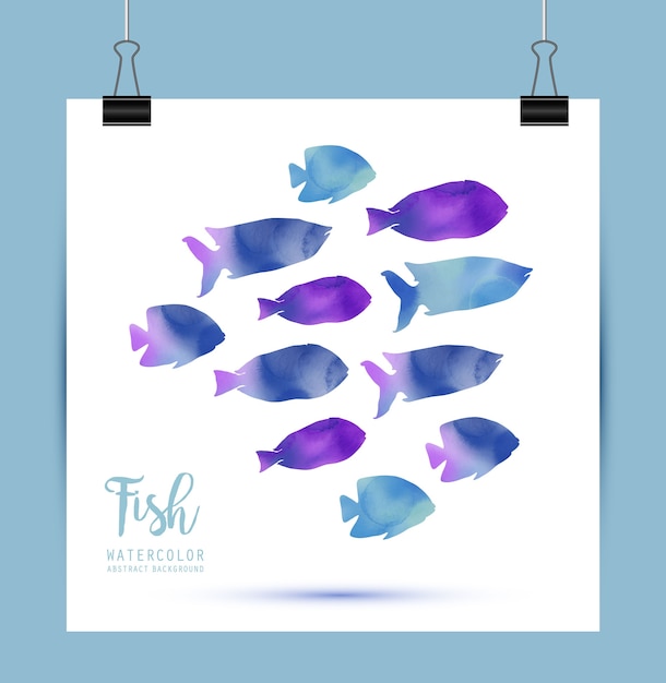 魚の水彩イラスト 無料のベクター