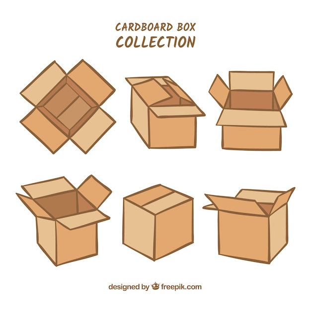 Free Vector  Cardboard  boxes  collection  to shipment