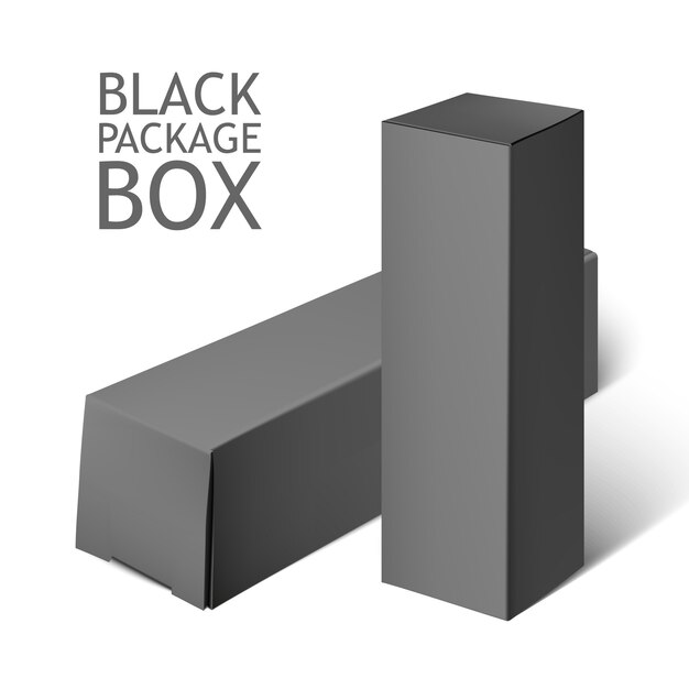 段ボール箱黒のパッケージのセット プレミアムベクター