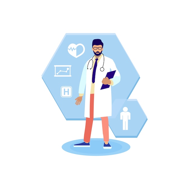 Premium Vector | Cardiologist Holding Folder Flat Illustration