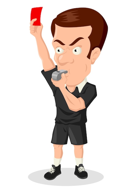 Premium Vector Caricature Illustration Of A Soccer Referee Showing Red Card