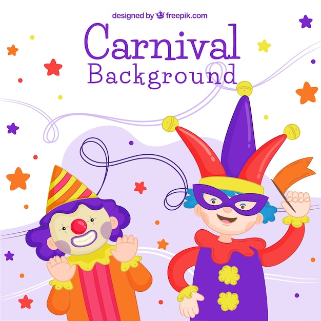 Free Vector Carnival Background Design With Kid And Clown