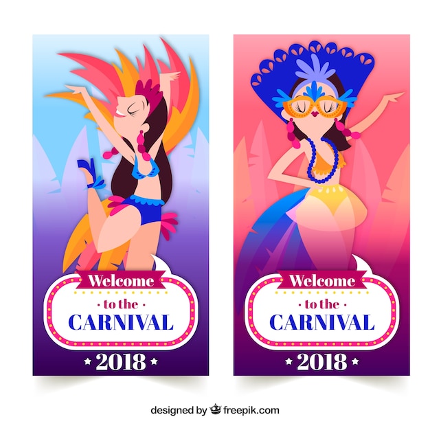 Carnival banners with dancing women