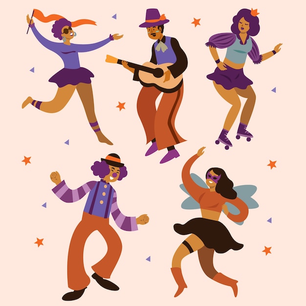 Free Vector | Carnival dancers collection