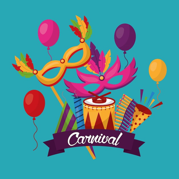 Carnival festive card Free Vector