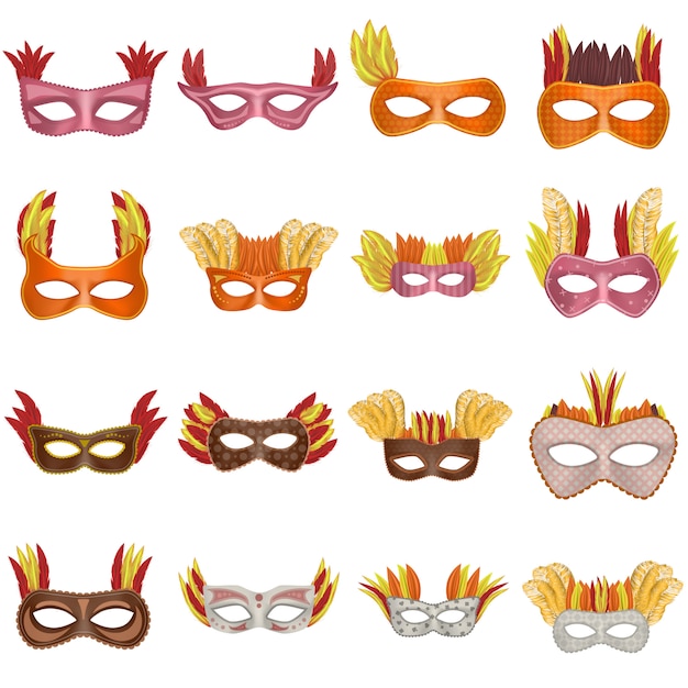 Download Carnival mask venetian mockup set. realistic illustration of 16 carnival mask venetian mockups ...