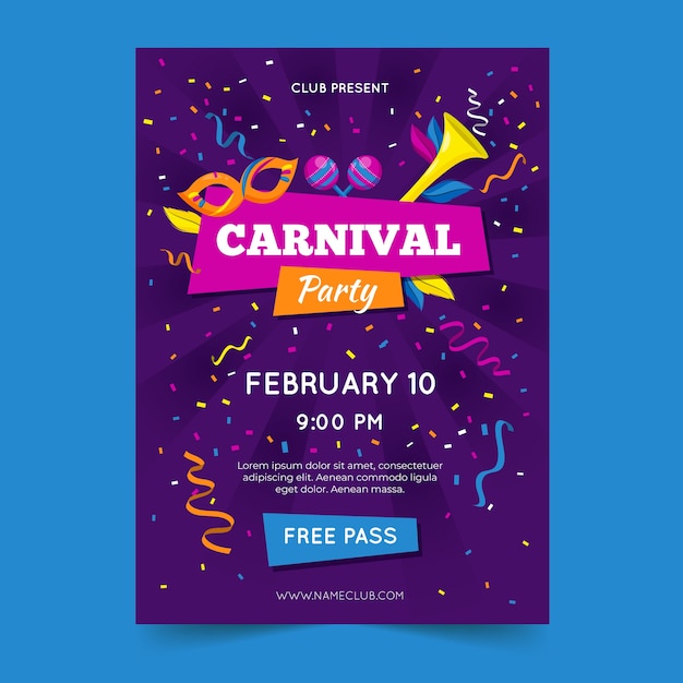 Carnival party flyer template Vector Free Download