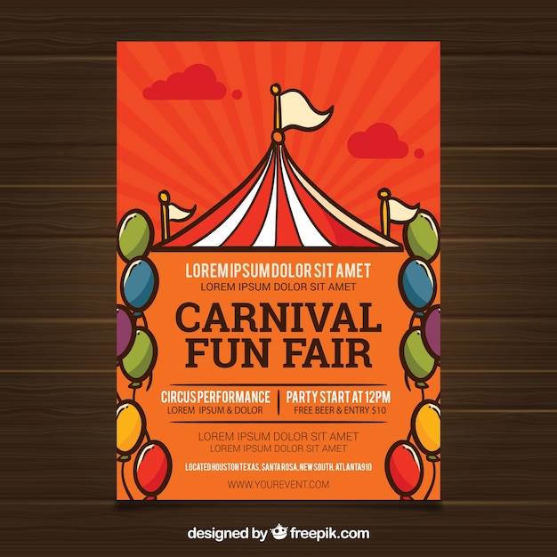 Carnival Poster Template With Tent Vector Free Download
