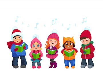 Free Vector | Caroling kids set