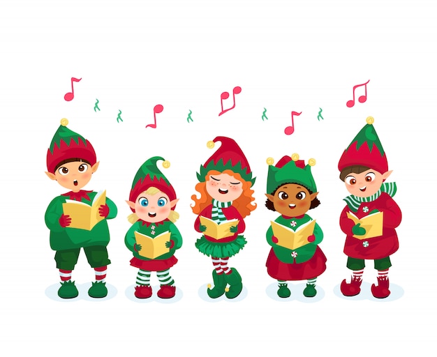 Children Christmas Caroling Clip Art