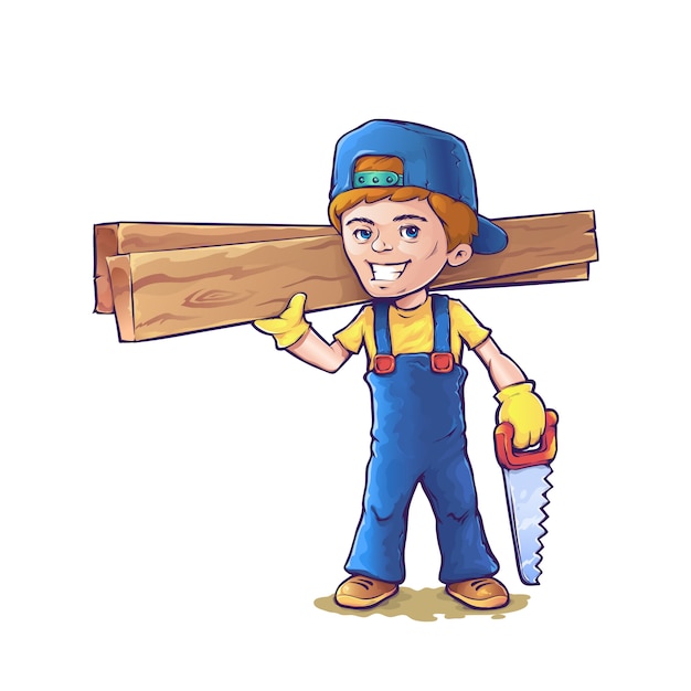 Premium Vector | Carpenter in cartoon style