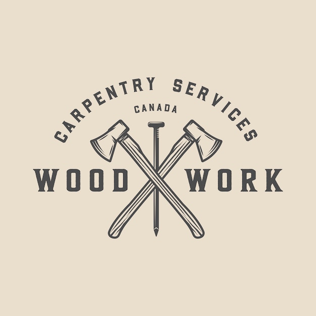 Carpentry Woodwork Badge Premium Vector