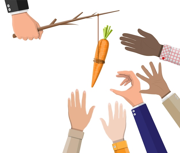 Premium Vector Carrot On A Stick In Hand Illustration