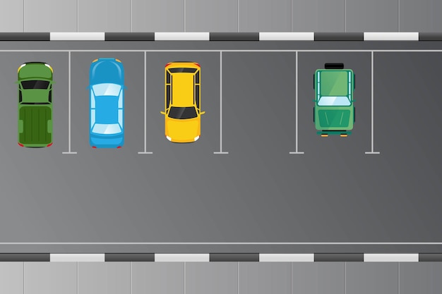 駐車場の図の上面から見た車 プレミアムベクター