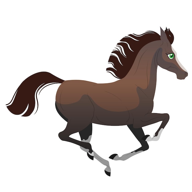 Premium Vector | The carton horse runs at a gallop isolated vector ...